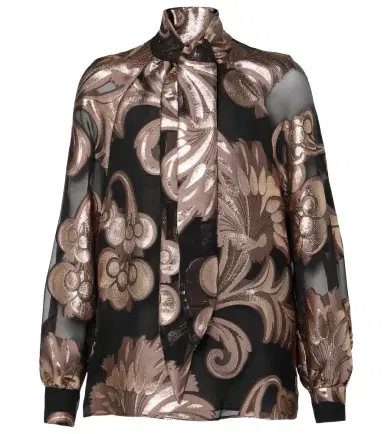 Etro Semi-sheer tie-neck lamé blouse | Thumbnail 1 Etro Semi-sheer tie-neck lamé blouse | Thumbnail 1