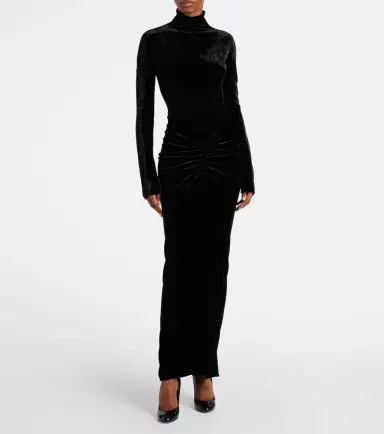 Alaïa Alaïa Ruched velvet midi dress | Thumbnail 5 Alaïa Alaïa Ruched velvet midi dress | Thumbnail 5