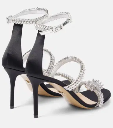 Mach & Mach Crystal Flower embellished satin sandals | Thumbnail 3 Mach & Mach Crystal Flower embellished satin sandals | Thumbnail 3