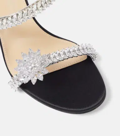 Mach & Mach Crystal Flower embellished satin sandals | Thumbnail 4 Mach & Mach Crystal Flower embellished satin sandals | Thumbnail 4