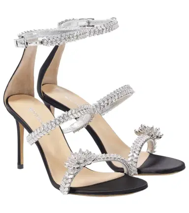 Mach & Mach Crystal Flower embellished satin sandals | Thumbnail 1 Mach & Mach Crystal Flower embellished satin sandals | Thumbnail 1