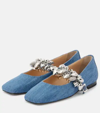 Mach & Mach Puffy Heart denim Mary Jane flats | Thumbnail 2 Mach & Mach Puffy Heart denim Mary Jane flats | Thumbnail 2