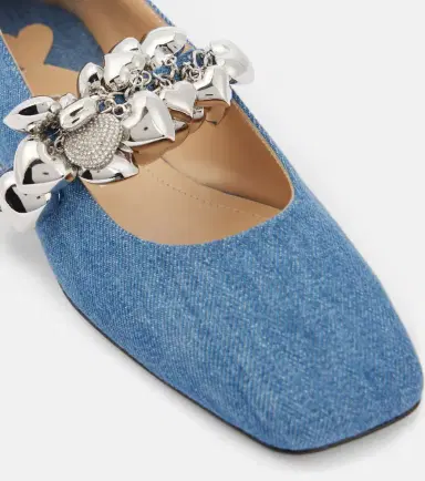 Mach & Mach Puffy Heart denim Mary Jane flats | Thumbnail 3 Mach & Mach Puffy Heart denim Mary Jane flats | Thumbnail 3