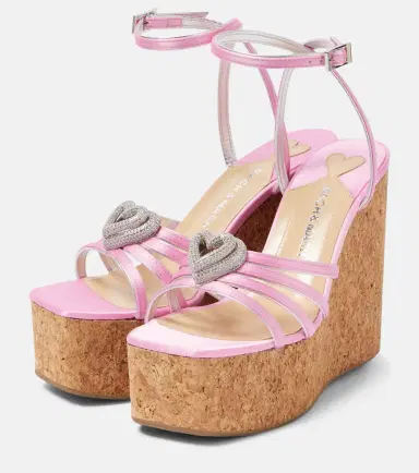 Mach & Mach Double Heart satin sandals | Thumbnail 3 Mach & Mach Double Heart satin sandals | Thumbnail 3
