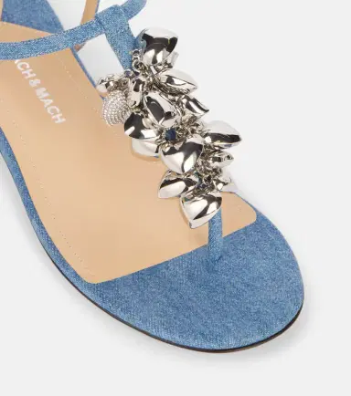 Mach & Mach Puffy Heart embellished denim thong sandals | Thumbnail 4 Mach & Mach Puffy Heart embellished denim thong sandals | Thumbnail 4