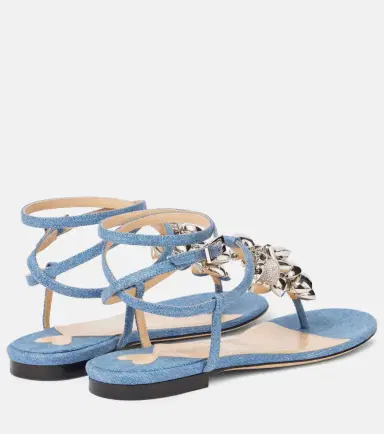 Mach & Mach Puffy Heart embellished denim thong sandals | Thumbnail 5 Mach & Mach Puffy Heart embellished denim thong sandals | Thumbnail 5