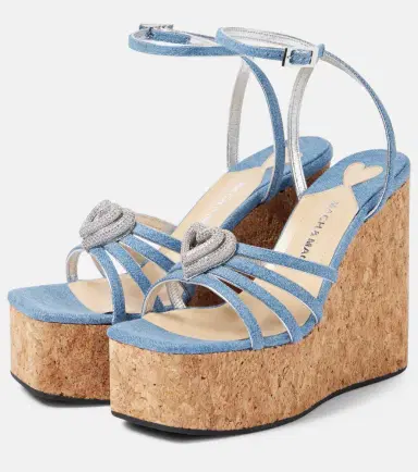 Mach & Mach Double Heart denim wedges | Thumbnail 2 Mach & Mach Double Heart denim wedges | Thumbnail 2