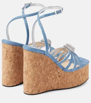 Mach & Mach Double Heart denim wedges | Thumbnail 3 Mach & Mach Double Heart denim wedges | Thumbnail 3