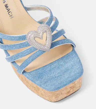 Mach & Mach Double Heart denim wedges | Thumbnail 4 Mach & Mach Double Heart denim wedges | Thumbnail 4