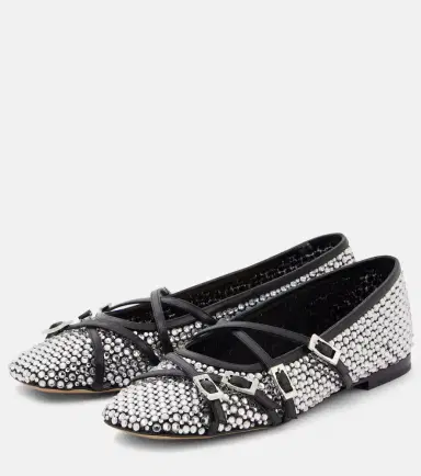 Mach & Mach Crystal-embellished mesh ballet flats | Thumbnail 2 Mach & Mach Crystal-embellished mesh ballet flats | Thumbnail 2
