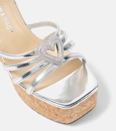 Mach & Mach Double Heart metallic leather wedge sandals | Thumbnail 2 Mach & Mach Double Heart metallic leather wedge sandals | Thumbnail 2