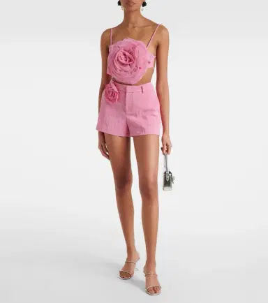 Blumarine Floral-appliqué gabardine shorts | Thumbnail 2 Blumarine Floral-appliqué gabardine shorts | Thumbnail 2