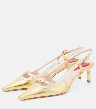 Roger Vivier Viv' Canard metallic leather slingback pumps | Thumbnail 4 Roger Vivier Viv' Canard metallic leather slingback pumps | Thumbnail 4