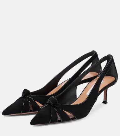 Aquazzura Premiere 50 leather-trimmed suede pumps | Thumbnail 2 Aquazzura Premiere 50 leather-trimmed suede pumps | Thumbnail 2