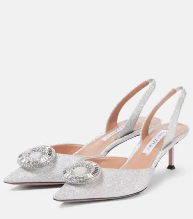 Aquazzura Crystal Hoop 50 glitter slingback pumps | Thumbnail 3 Aquazzura Crystal Hoop 50 glitter slingback pumps | Thumbnail 3