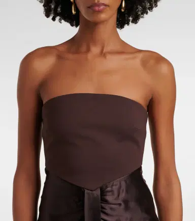 Staud Wayfaring gathered strapless midi dress | Thumbnail 6 Staud Wayfaring gathered strapless midi dress | Thumbnail 6