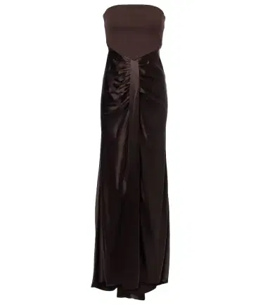 Staud Wayfaring gathered strapless midi dress | Thumbnail 1 Staud Wayfaring gathered strapless midi dress | Thumbnail 1