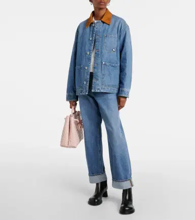 Bottega Veneta Padded suede-trimmed denim jacket | Thumbnail 2 Bottega Veneta Padded suede-trimmed denim jacket | Thumbnail 2