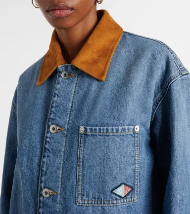 Bottega Veneta Padded suede-trimmed denim jacket | Thumbnail 3 Bottega Veneta Padded suede-trimmed denim jacket | Thumbnail 3