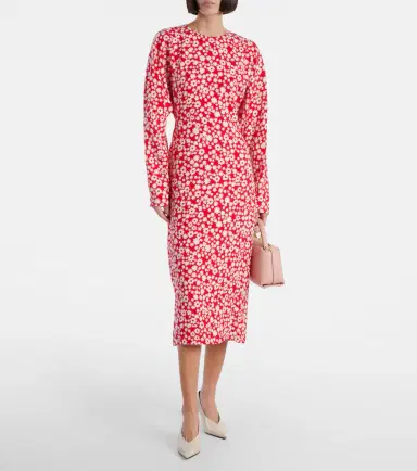 Marni Floral enver satin midi dress | Thumbnail 2 Marni Floral enver satin midi dress | Thumbnail 2
