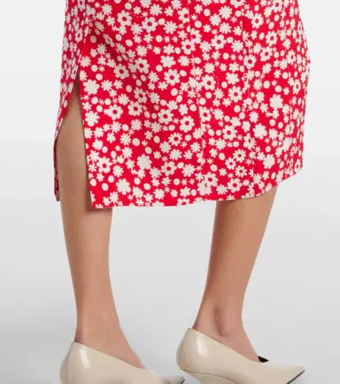 Marni Floral enver satin midi dress | Thumbnail 3 Marni Floral enver satin midi dress | Thumbnail 3