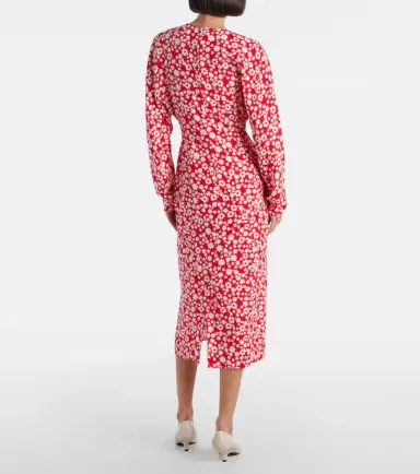Marni Floral enver satin midi dress | Thumbnail 4 Marni Floral enver satin midi dress | Thumbnail 4