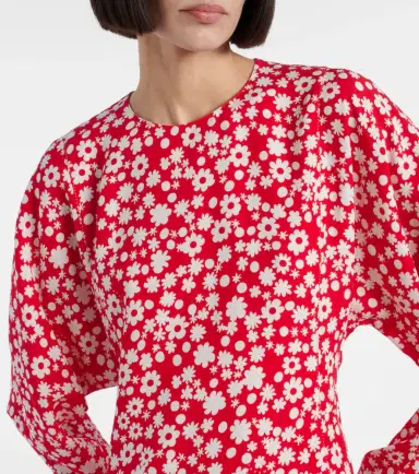 Marni Floral enver satin midi dress | Thumbnail 5 Marni Floral enver satin midi dress | Thumbnail 5