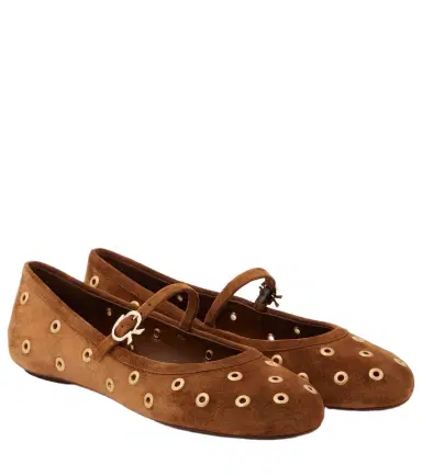 Gianvito Rossi Studded suede Mary Jane flats | Thumbnail 1 Gianvito Rossi Studded suede Mary Jane flats | Thumbnail 1