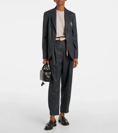 Brunello Cucinelli Baggy Sartorial high-rise wool straight pants | Thumbnail 4 Brunello Cucinelli Baggy Sartorial high-rise wool straight pants | Thumbnail 4