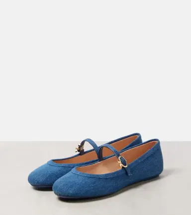 Gianvito Rossi Carla denim Mary Jane flats | Thumbnail 3 Gianvito Rossi Carla denim Mary Jane flats | Thumbnail 3