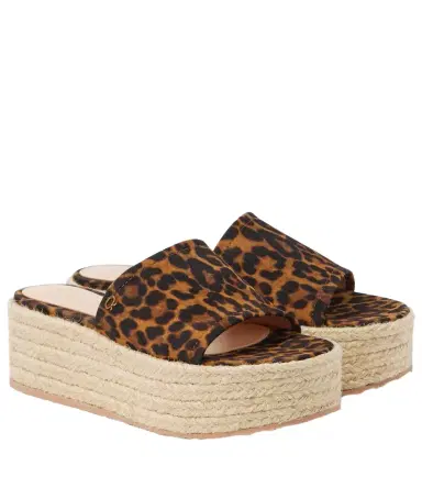 Gianvito Rossi Leopard-print suede espadrille slides | Thumbnail 1 Gianvito Rossi Leopard-print suede espadrille slides | Thumbnail 1