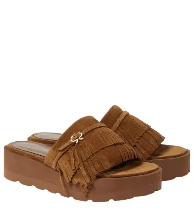 Gianvito Rossi Fringed suede slides | Thumbnail 1 Gianvito Rossi Fringed suede slides | Thumbnail 1