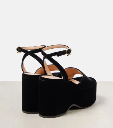 Gianvito Rossi Velvet wedge sandals | Thumbnail 4 Gianvito Rossi Velvet wedge sandals | Thumbnail 4