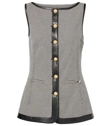 Simkhai Cressida checked faux leather-trimmed vest | Thumbnail 1 Simkhai Cressida checked faux leather-trimmed vest | Thumbnail 1