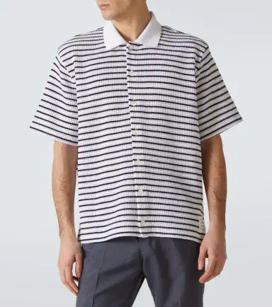 Thom Browne Striped waffle-knit cotton polo shirt | Thumbnail 4 Thom Browne Striped waffle-knit cotton polo shirt | Thumbnail 4