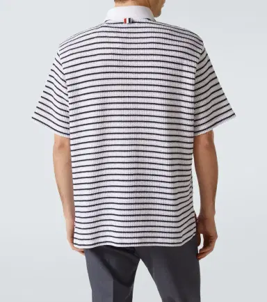 Thom Browne Striped waffle-knit cotton polo shirt | Thumbnail 5 Thom Browne Striped waffle-knit cotton polo shirt | Thumbnail 5