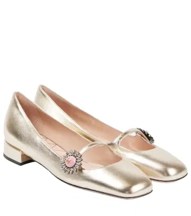 Valentino Garavani Metallic leather Mary Jane flats | Thumbnail 1 Valentino Garavani Metallic leather Mary Jane flats | Thumbnail 1