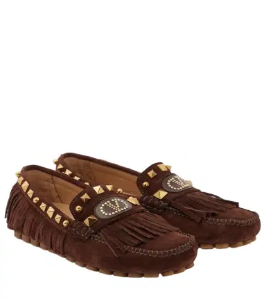 Valentino Garavani VLogo fringed suede driving shoes | Thumbnail 1 Valentino Garavani VLogo fringed suede driving shoes | Thumbnail 1