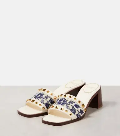 Valentino Garavani County 60 Rockstud embroidered mules | Thumbnail 2 Valentino Garavani County 60 Rockstud embroidered mules | Thumbnail 2