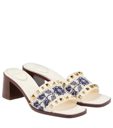 Valentino Garavani County 60 Rockstud embroidered mules | Thumbnail 1 Valentino Garavani County 60 Rockstud embroidered mules | Thumbnail 1