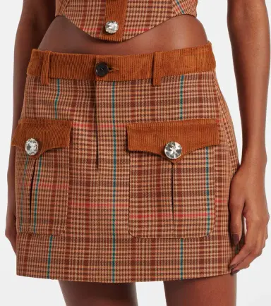Area Checked wool-blend miniskirt | Thumbnail 3 Area Checked wool-blend miniskirt | Thumbnail 3