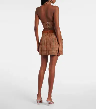 Area Checked wool-blend miniskirt | Thumbnail 4 Area Checked wool-blend miniskirt | Thumbnail 4