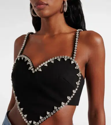 AREA Heart crystal-embellished crop top | Thumbnail 4 AREA Heart crystal-embellished crop top | Thumbnail 4