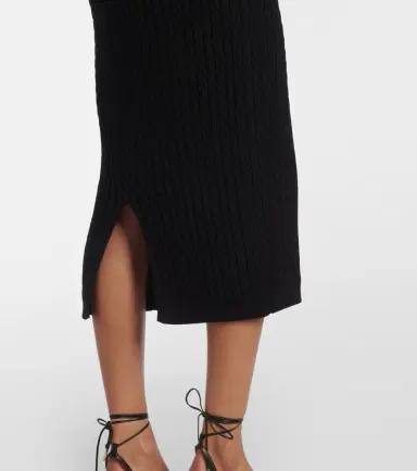Alessandra Rich Cable-knit cotton midi skirt | Thumbnail 2 Alessandra Rich Cable-knit cotton midi skirt | Thumbnail 2