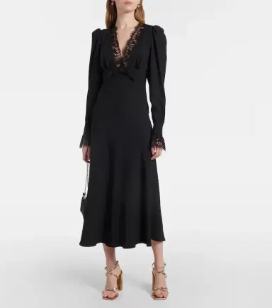 Alessandra Rich Envers lace-trimmed satin midi dress | Thumbnail 2 Alessandra Rich Envers lace-trimmed satin midi dress | Thumbnail 2