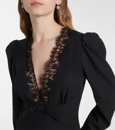 Alessandra Rich Envers lace-trimmed satin midi dress | Thumbnail 5 Alessandra Rich Envers lace-trimmed satin midi dress | Thumbnail 5