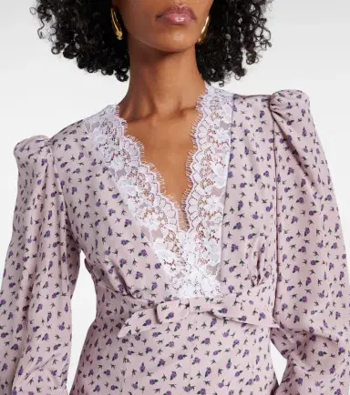 Alessandra Rich Floral lace-trimmed silk midi dress | Thumbnail 4 Alessandra Rich Floral lace-trimmed silk midi dress | Thumbnail 4