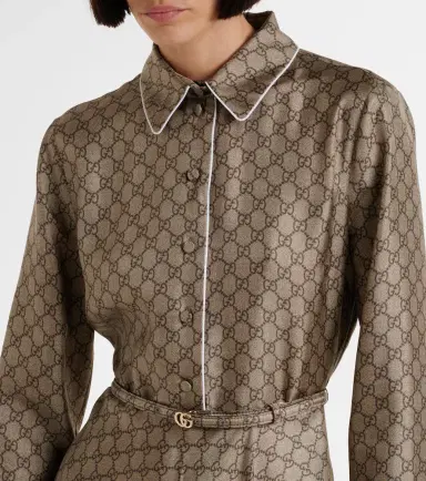 Gucci GG silk twill shirt dress | Thumbnail 4 Gucci GG silk twill shirt dress | Thumbnail 4