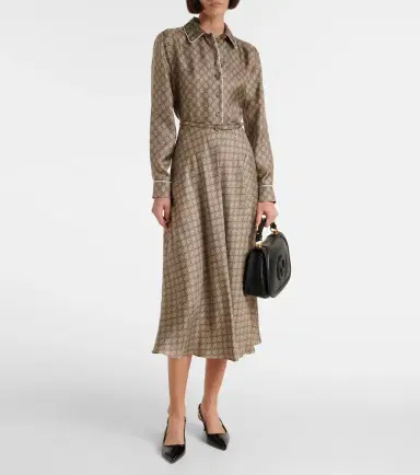 Gucci GG silk twill shirt dress | Thumbnail 5 Gucci GG silk twill shirt dress | Thumbnail 5
