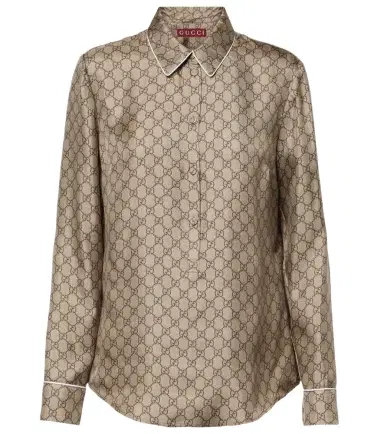 Gucci GG silk twill shirt | Thumbnail 1 Gucci GG silk twill shirt | Thumbnail 1